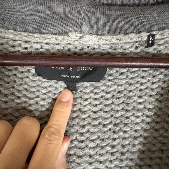 Rag & Bone Alpaca Wool Hooded Cardigan Sweater - Men's Size M - Gray - Picture 2 of 9